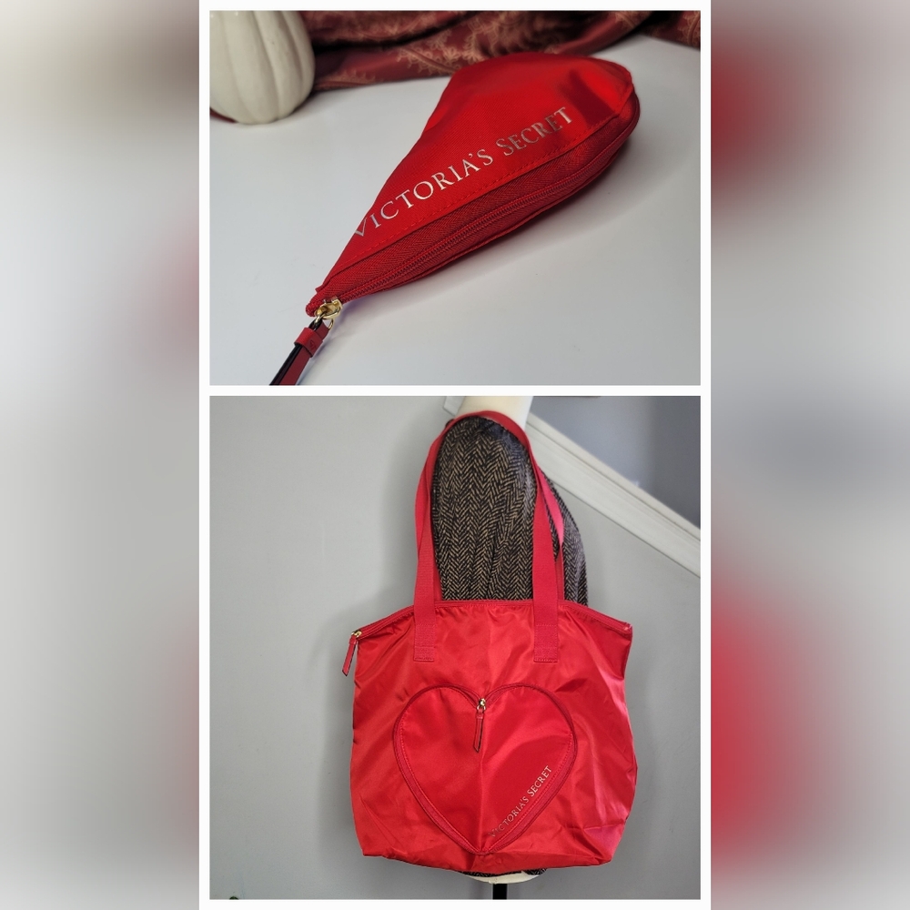 Victoria's Secret Foldable Tote Bag Red Heart